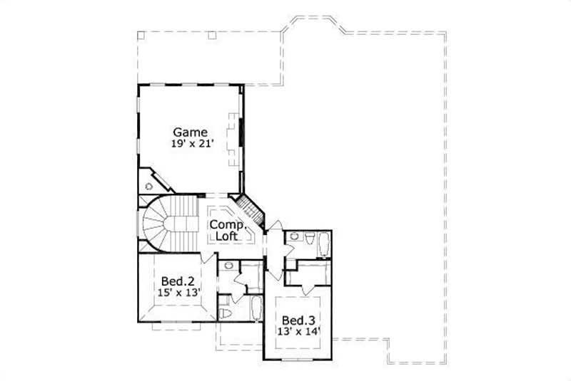 Floor Plan Second Story of Country Plan #156-1967