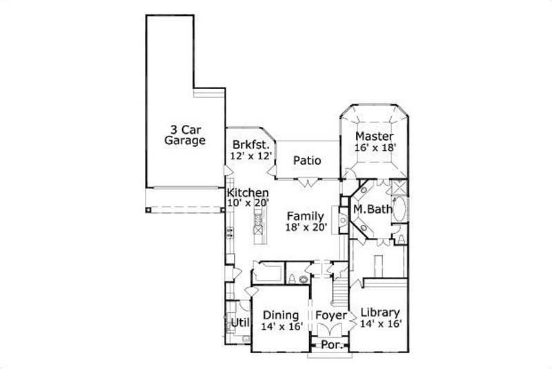 Floor Plan First Story of Luxury Plan #156-1969