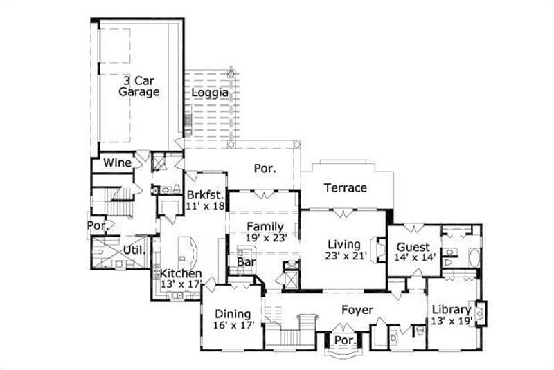 Floor Plan First Story of Luxury Plan #156-1972