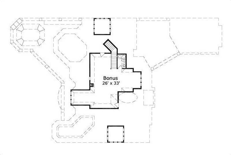 Floor Plan Second Story of Mediterranean Plan #156-1973