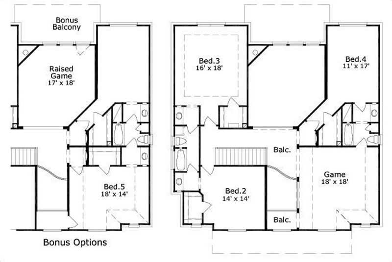 Floor Plan Second Story of Craftsman Plan #156-1979