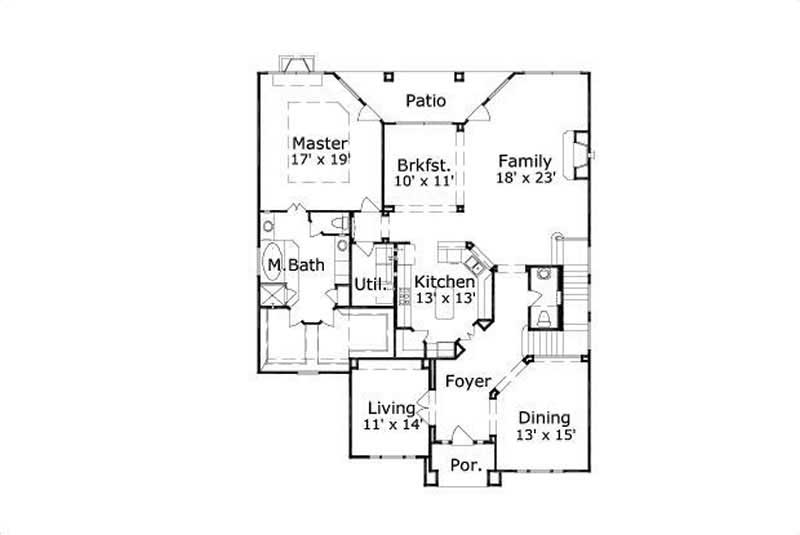 Floor Plan First Story of Luxury Plan #156-1981