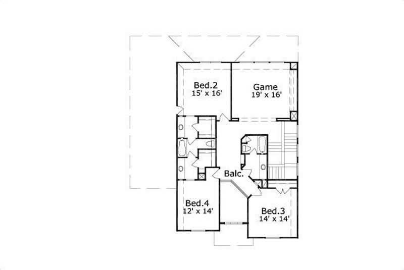 Floor Plan Second Story of Luxury Plan #156-1981