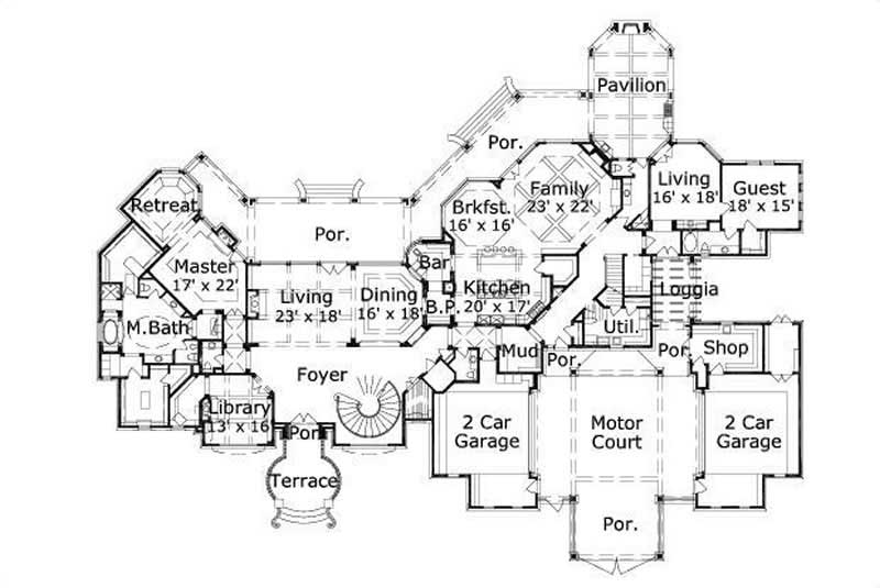 Floor Plan First Story of Luxury Plan #156-1987