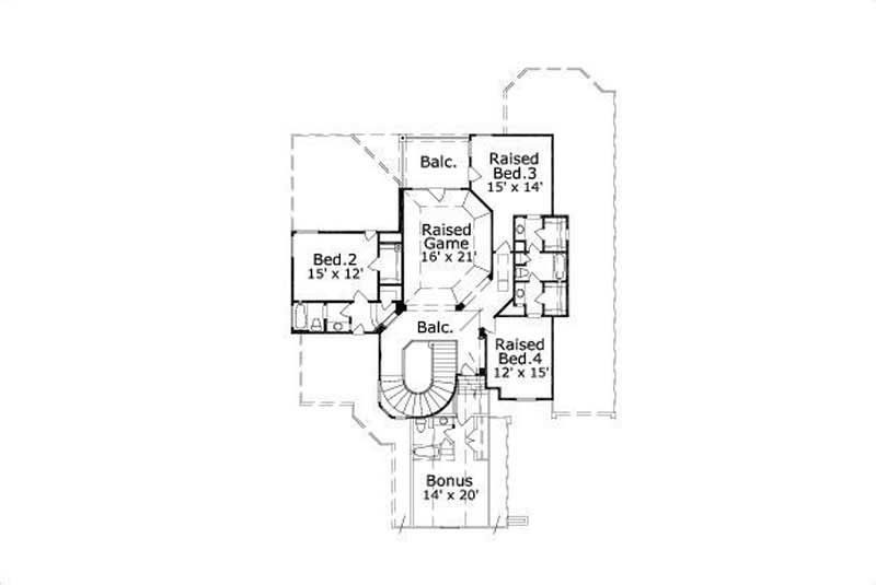Floor Plan Second Story of Country Plan #156-1993