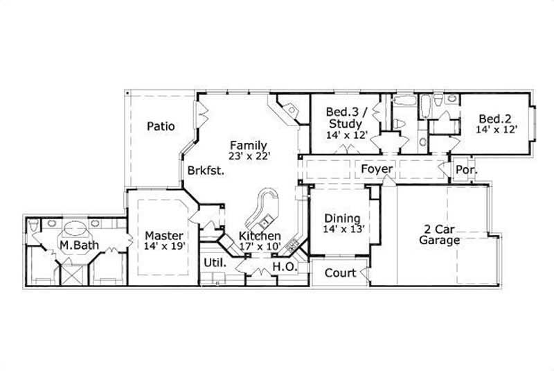 Floor Plan First Story of Ranch Plan #156-1994