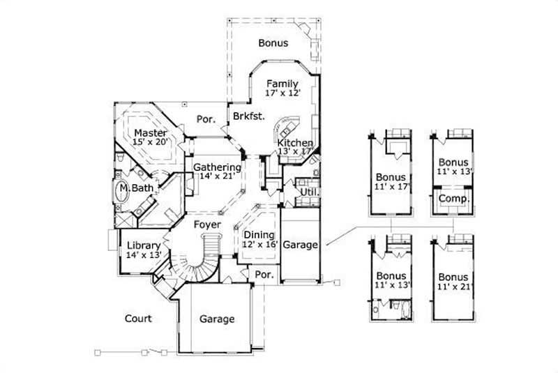 Floor Plan First Story of Luxury Plan #156-1995