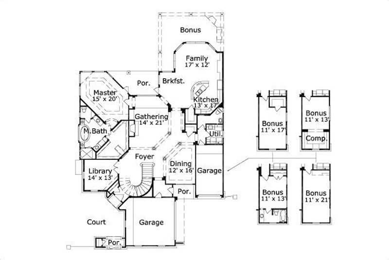 Floor Plan First Story of Luxury Plan #156-1996