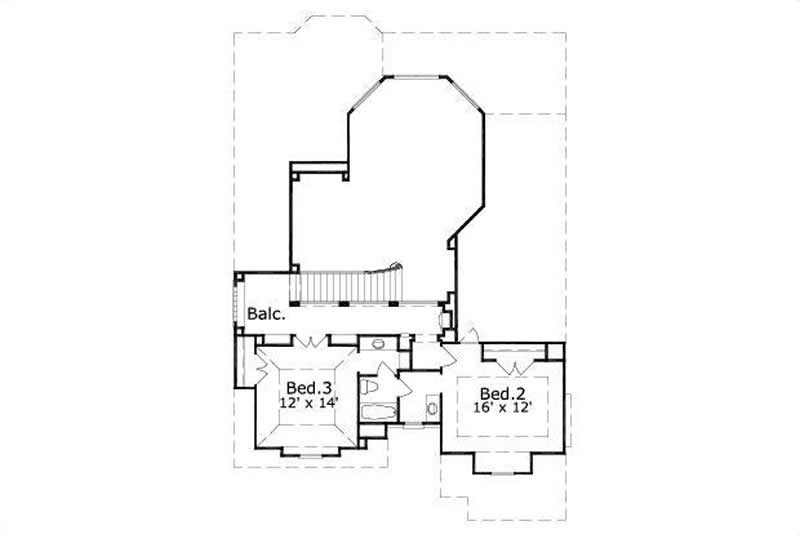 Floor Plan Second Story of Traditional Plan #156-2000