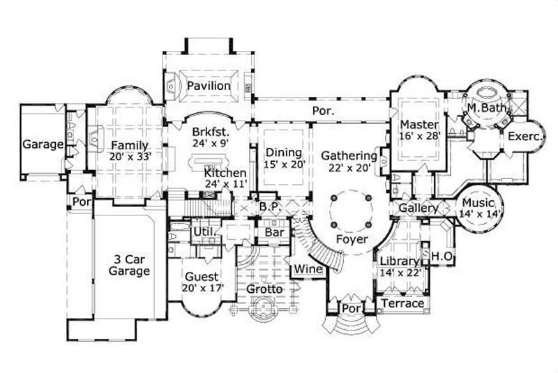 Floor Plan First Story of Country Plan #156-2003