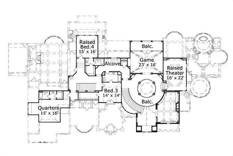 Floor Plan Second Story of Country Plan #156-2003