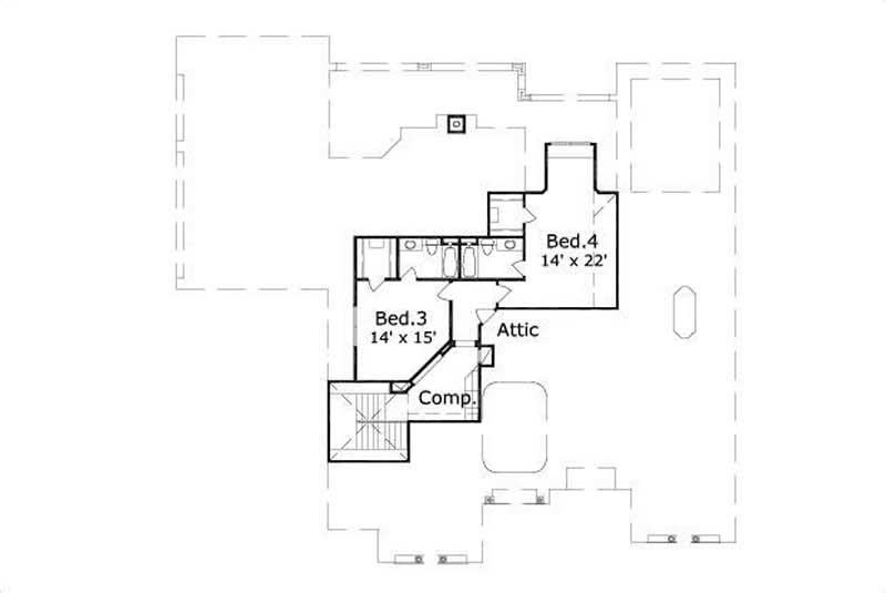 Floor Plan Second Story of Plan #156-2005