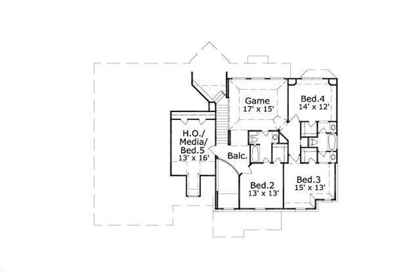 Floor Plan Second Story of Country Plan #156-2006