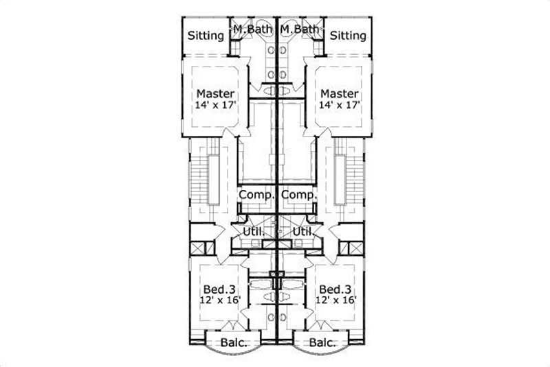 Floor Plan Third Story of Multi-Unit Plan #156-2007