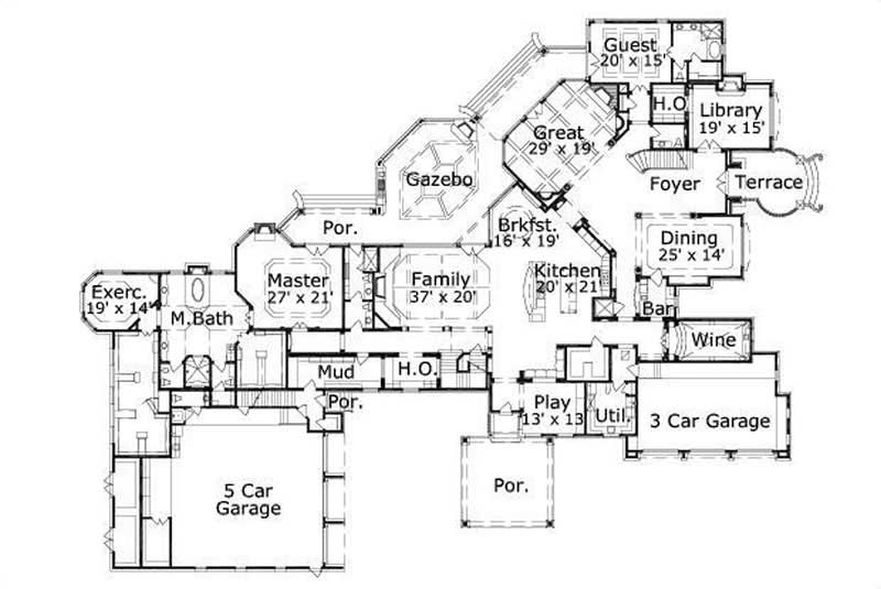 Floor Plan First Story of French Plan #156-2008