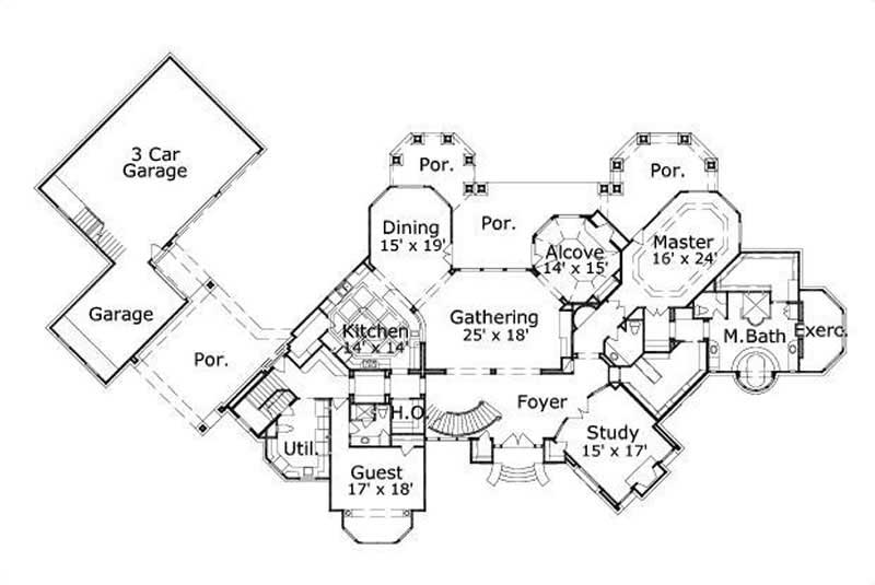 Floor Plan First Story of Country Plan #156-2009