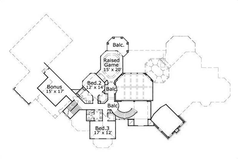 Floor Plan Second Story of Country Plan #156-2009