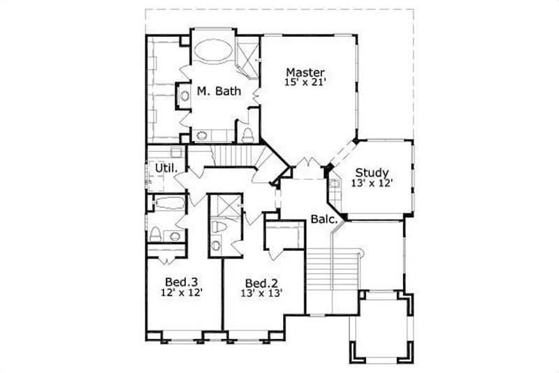 Floor Plan Second Story of Plan #156-2011