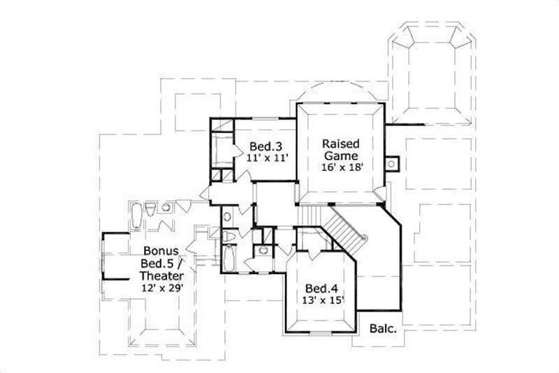 Floor Plan Second Story of Luxury Plan #156-2012
