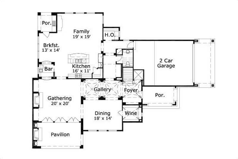 Floor Plan First Story of Country Plan #156-2013