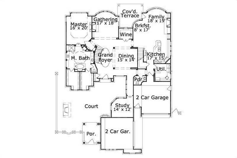 Floor Plan First Story of Luxury Plan #156-2014
