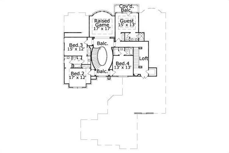 Floor Plan Second Story of Luxury Plan #156-2014