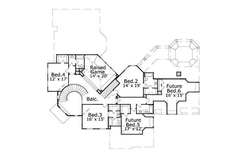 Floor Plan Second Story of Luxury Plan #156-2015