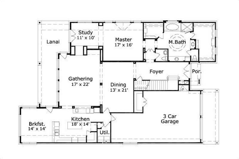 Floor Plan First Story of Country Plan #156-2020