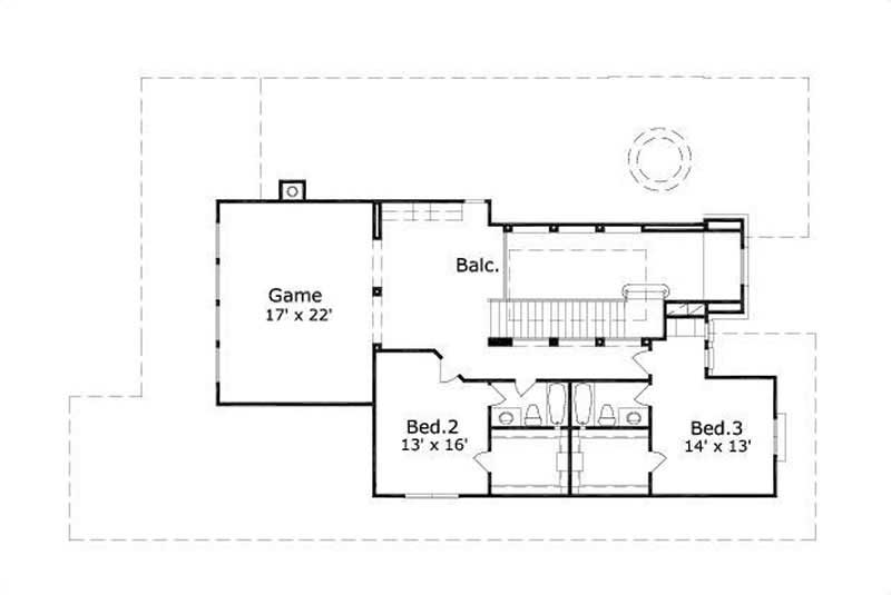 Floor Plan Second Story of Country Plan #156-2020