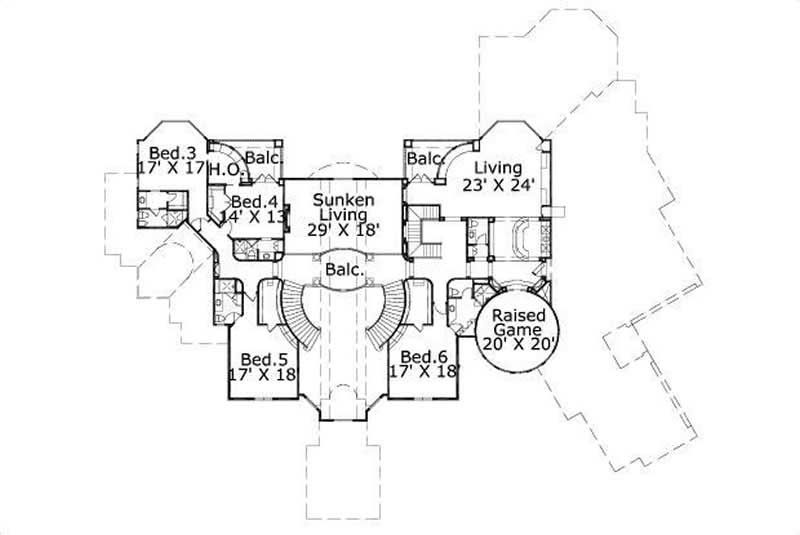 Floor Plan Second Story of Contemporary Plan #156-2028
