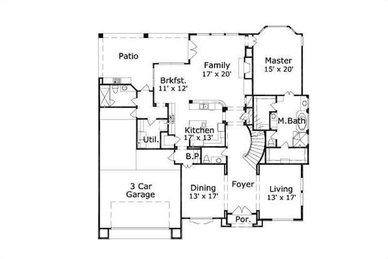 Floor Plan First Story of Country Plan #156-2029