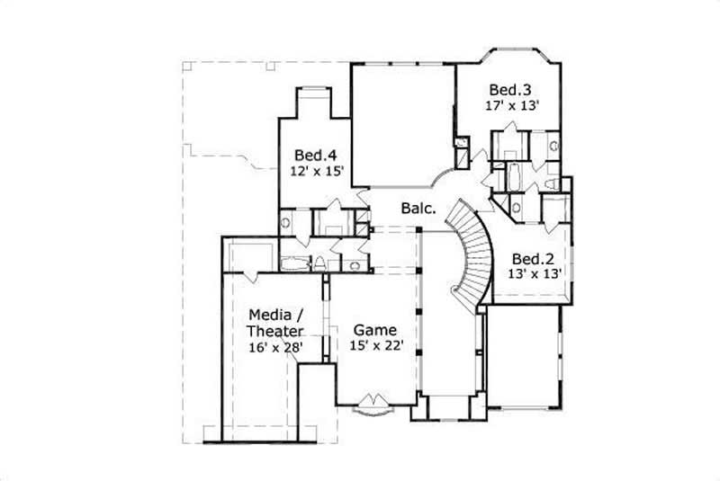 Floor Plan Second Story of Country Plan #156-2029