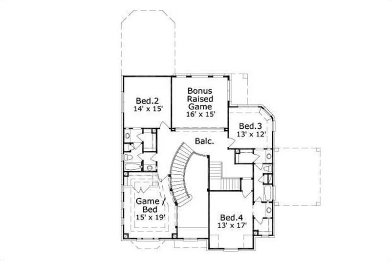 Floor Plan Second Story of Craftsman Plan #156-2034