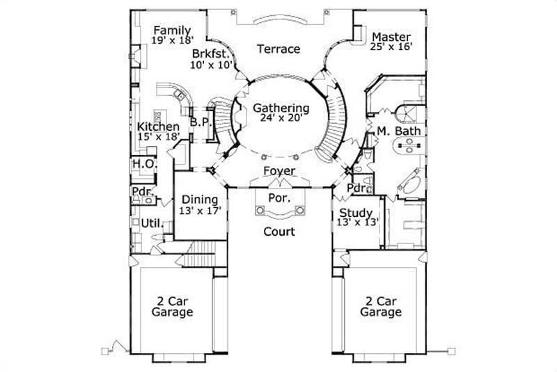 Floor Plan First Story of Contemporary Plan #156-2037