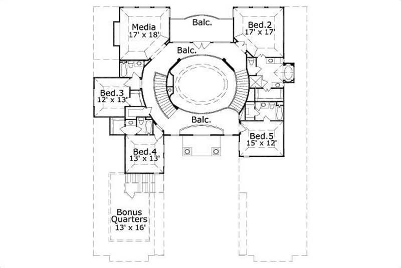 Floor Plan Second Story of Contemporary Plan #156-2037