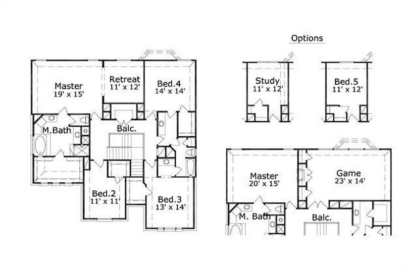 Floor Plan Second Story of Luxury Plan #156-2038