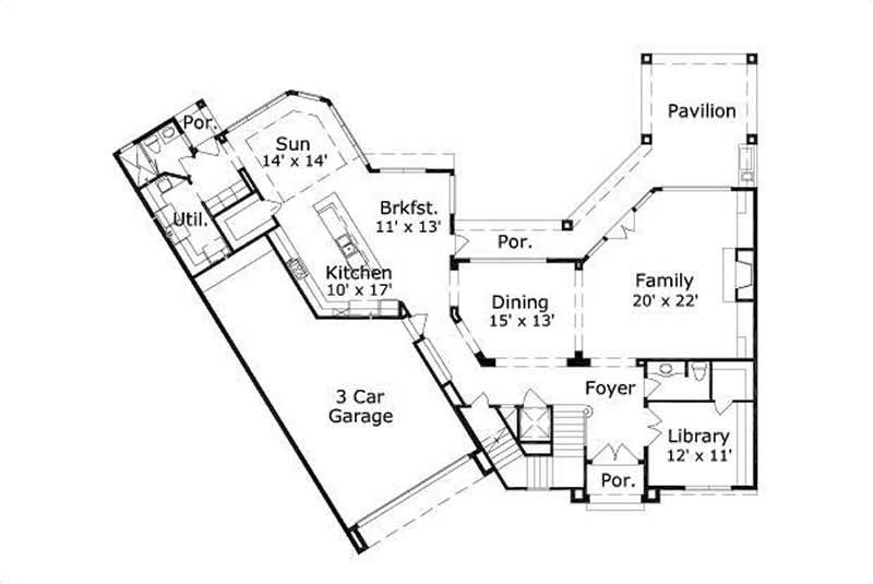 Floor Plan First Story of Mediterranean Plan #156-2039