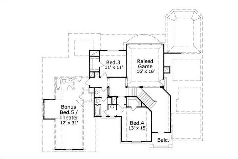 Floor Plan Second Story of Country Plan #156-2041