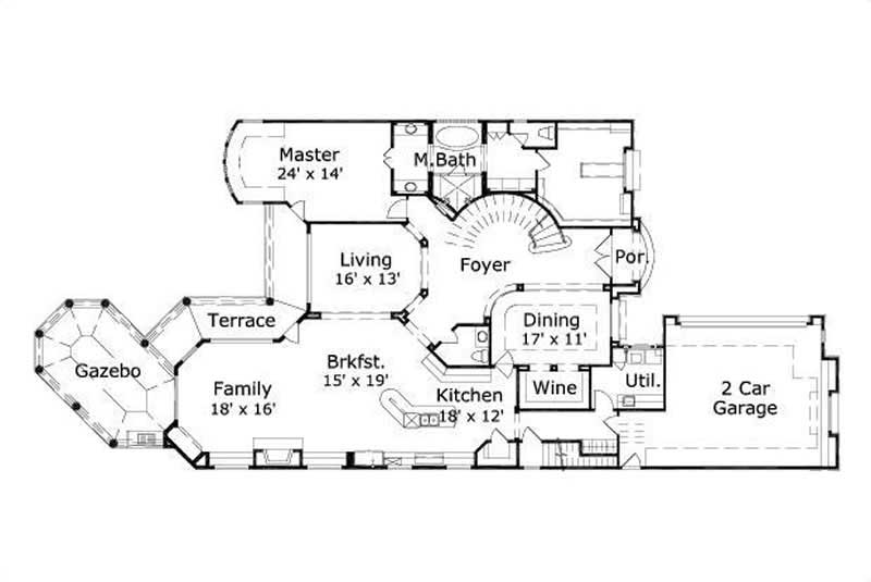Floor Plan First Story of Country Plan #156-2048