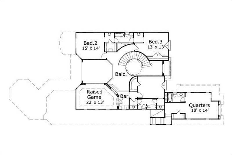 Floor Plan Second Story of Country Plan #156-2048