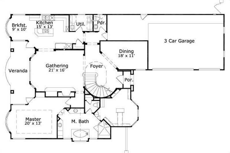 Floor Plan First Story of Plan #156-2051