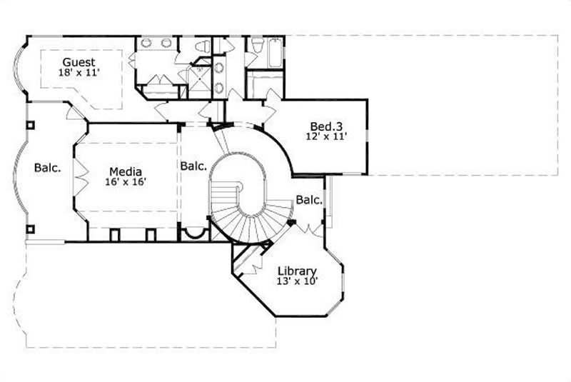 Floor Plan Second Story of Plan #156-2051