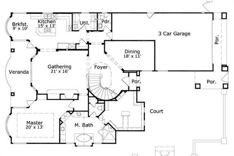 Floor Plan First Story of Plan #156-2055