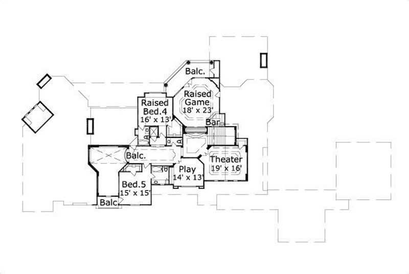 Floor Plan Second Story of Mediterranean Plan #156-2062