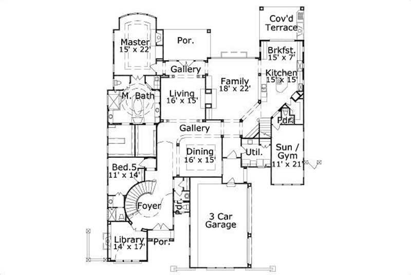 Floor Plan First Story of Luxury Plan #156-2063