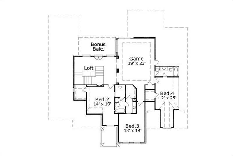 Floor Plan Second Story of Luxury Plan #156-2069