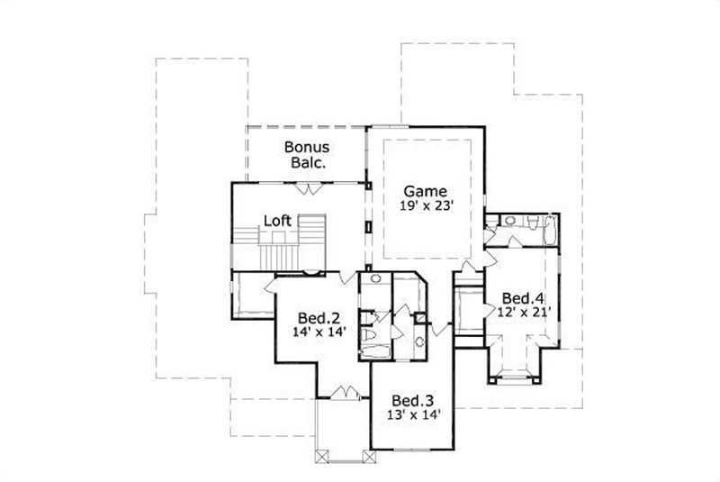 Floor Plan Second Story of Plan #156-2071