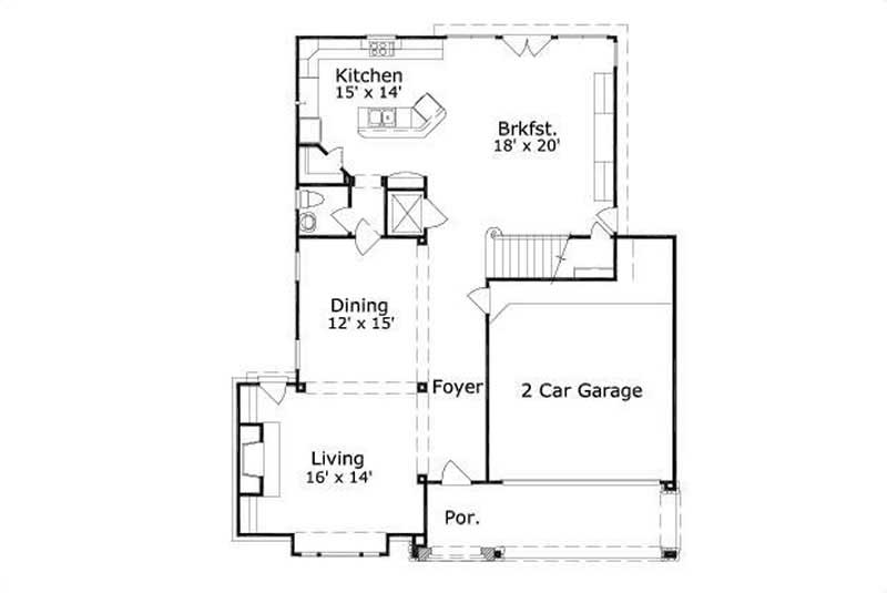 Floor Plan First Story of French Plan #156-2072
