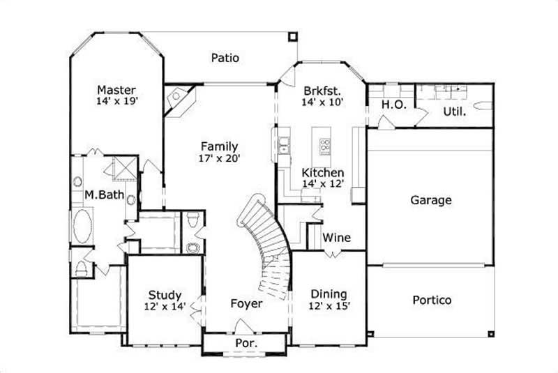 Floor Plan First Story of Luxury Plan #156-2075