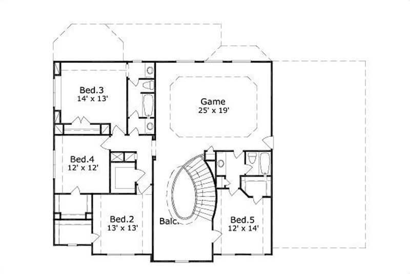 Floor Plan Second Story of Luxury Plan #156-2075